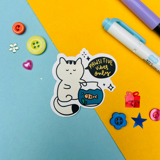 Pawsitive Vibes Only Doodle Sticker