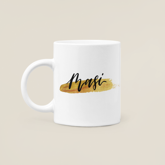 Asian Relation Name Mug - Gold Brush Stroke Design