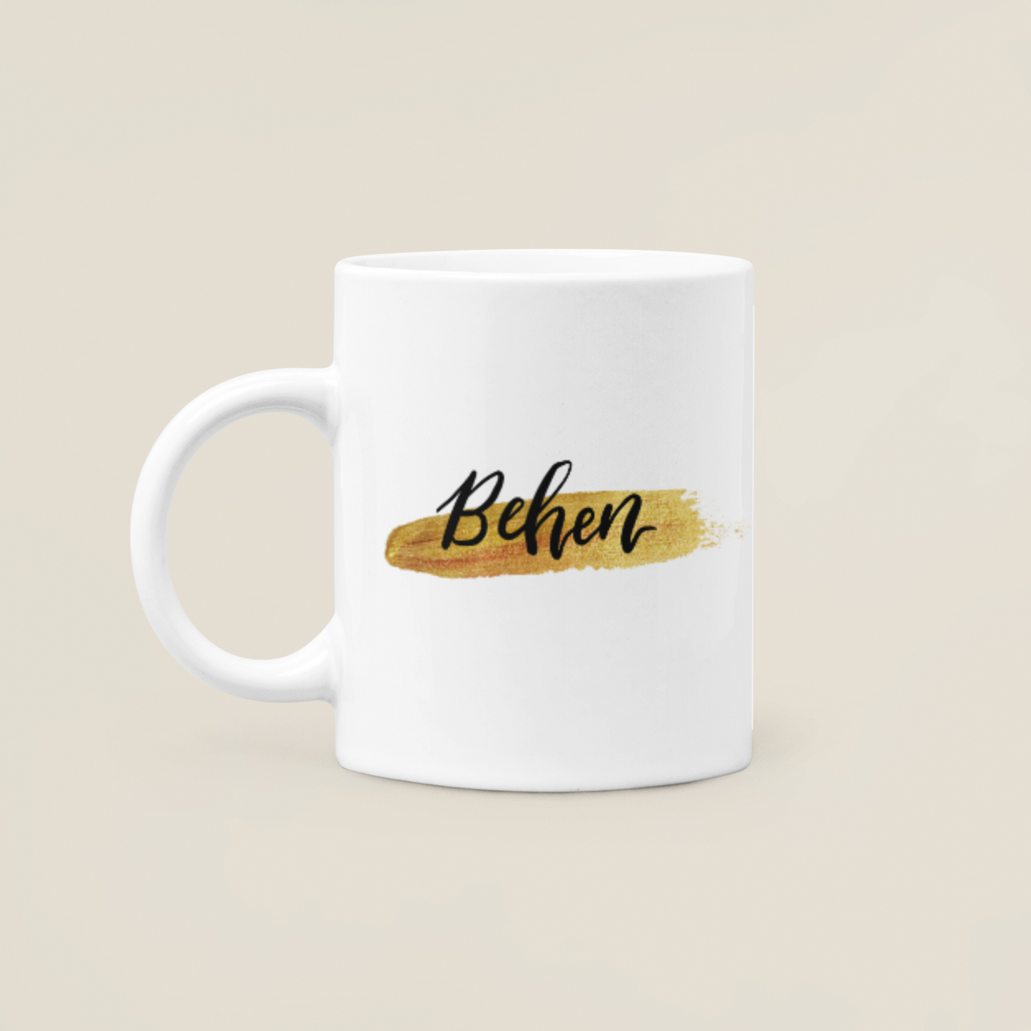 Asian Relation Name Mug - Gold Brush Stroke Design