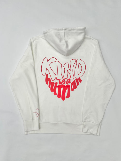 Be a Kind Human Hoodie – White (Doodle Pocket Edition)