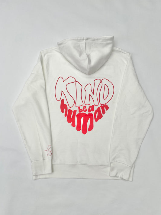 Be a Kind Human Hoodie – White (Doodle Pocket Edition)