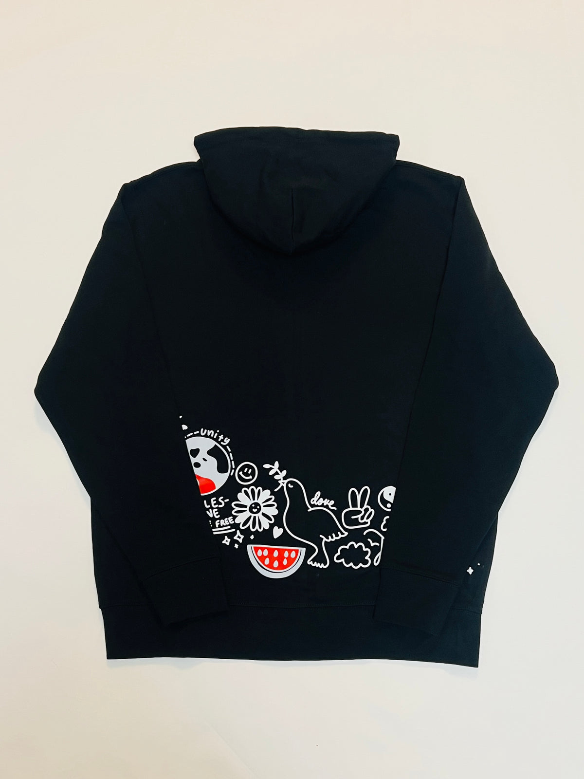 Peace Doodles Zip Hoodie – Black