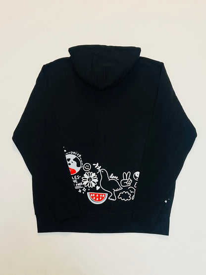 Peace Doodles Zip Hoodie – Black