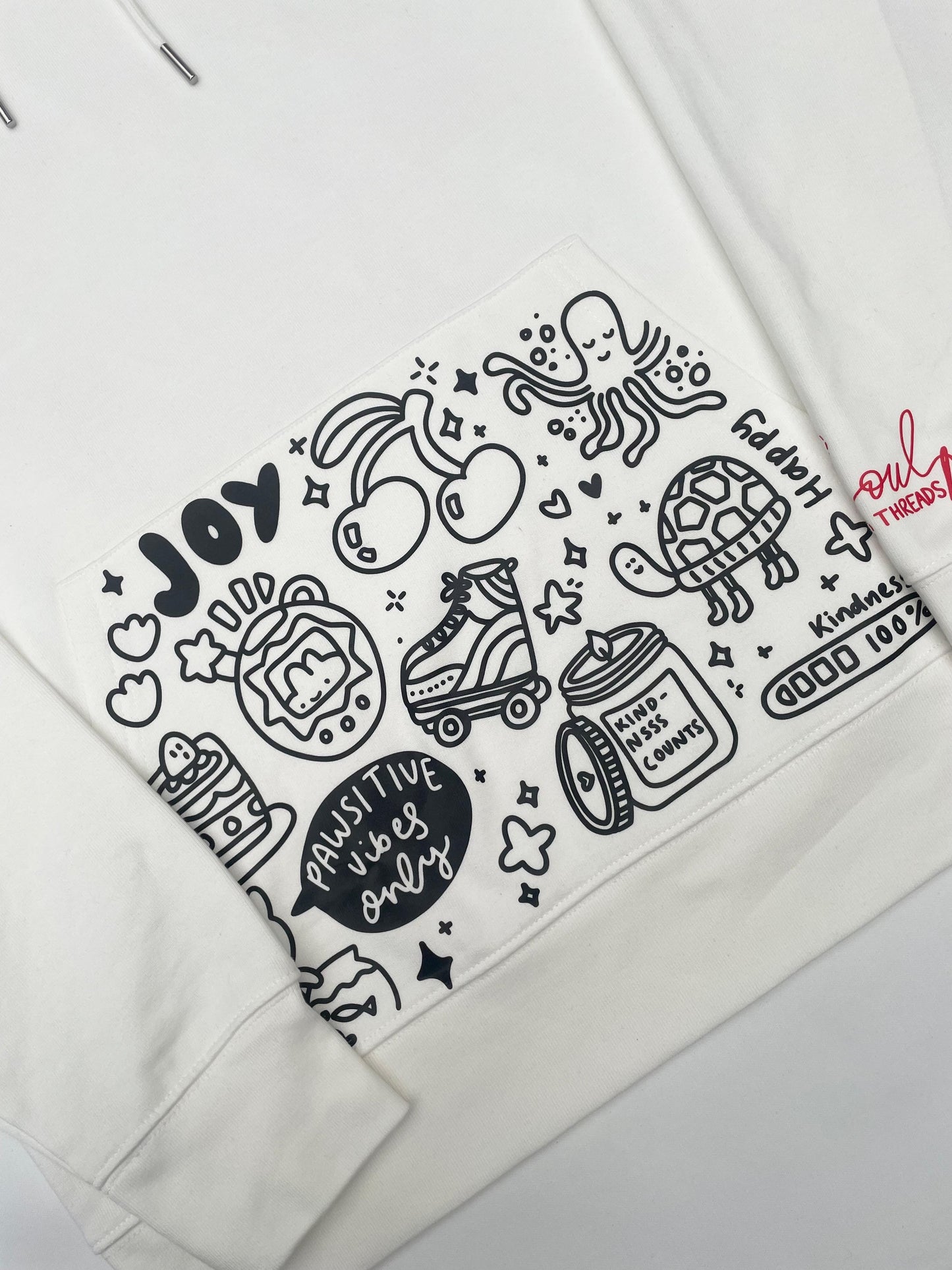 Be a Kind Human Hoodie – White (Doodle Pocket Edition)