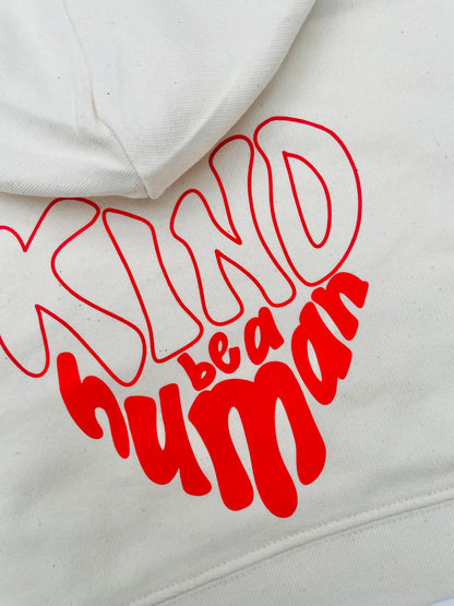 Be a Kind Human Hoodie – White (Doodle Pocket Edition)