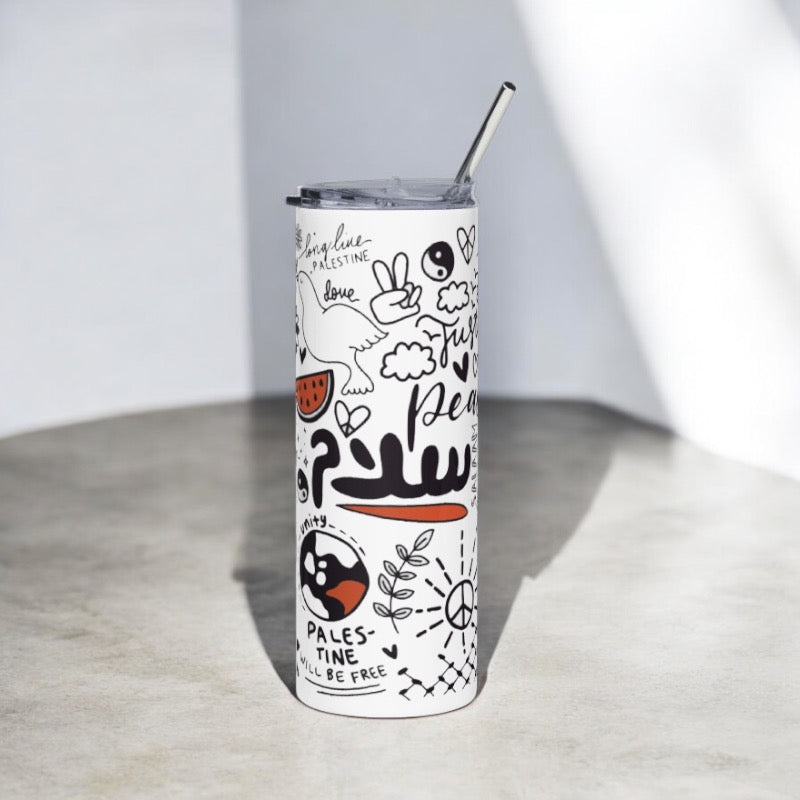 Peace Doodles - Tumbler with straw