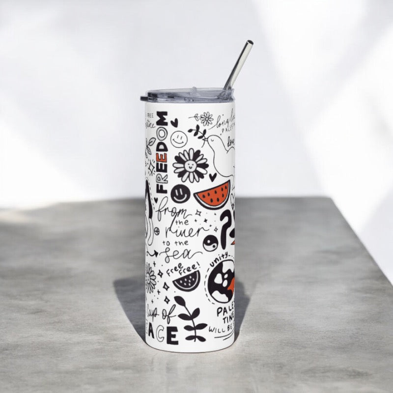 Peace Doodles - Tumbler with straw